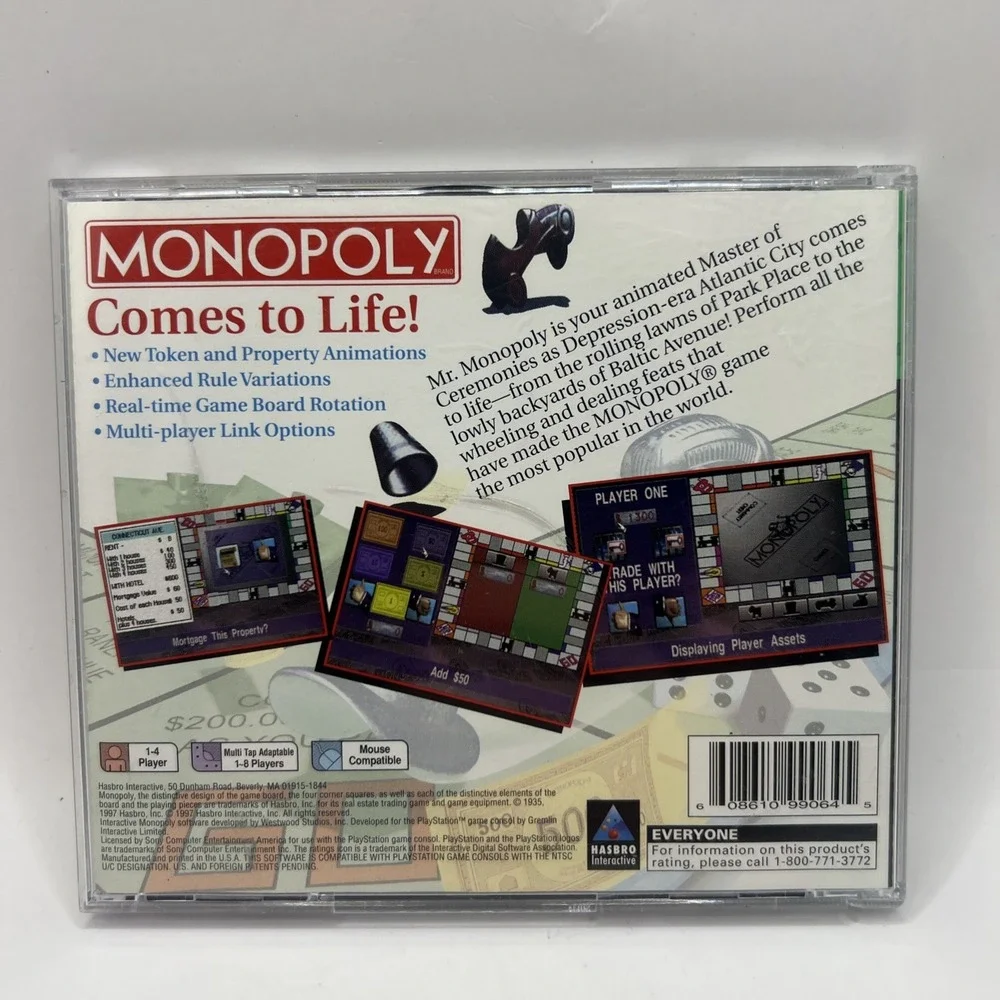 Monopoly Greatest Hits Playstation PS1 Video Game Complete